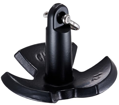VEVOR Flussanker Bootsanker aus Gusseisen mit Schwarzer Vinylbeschichtung und Schäkel 5,4 kg, Pilzanker in Marinequalität für Boote bis zu 3,05 m, Ausgezeichnete Haltekraft in Flüssen und Seen