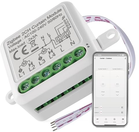 EMOS GoSmart – Smart Home rullgardinsswitch-modul med app – ZigBee – för dubbelbrytare – infälld reläbrytare för rullgardinskontroll, röststyrning av persienner – Google Home, Alexa kompatibel