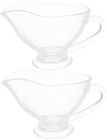 DECHOUS 2pcs Glass Juice Boat Sauces Dispenser Gravy Serving Boat Sauce Cup for Kitchen Bar Party Glass Gravy