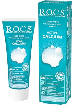Toothpaste R.O.C.S. Active Calcium, Fluoride free, Caries protection, Enamel remineralization