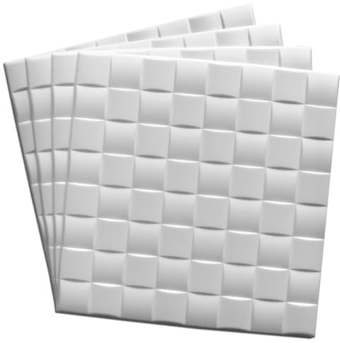 Deccart - Panneaux Muraux 50x50 cm - Panneau mural 3D Décoratif en EPS-Polystyrène - Plaque murale decorative - Décoration murale - Relief texturé - Wall Panel - Deco Mur - Blanc, 48 pièces, 12 m²