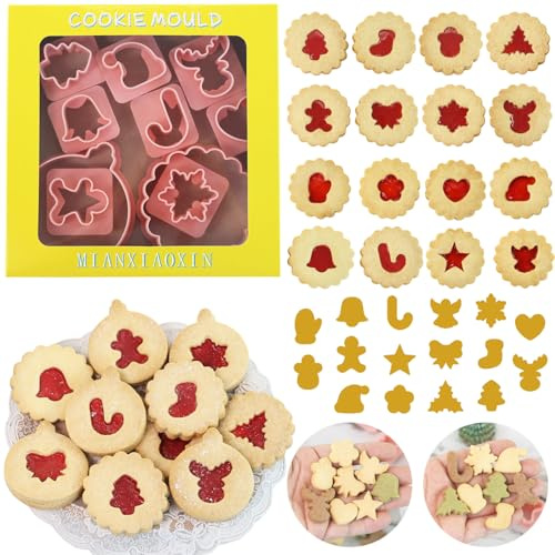 Ririess 10 st mini kakskärare plast, 32 stilar linzer formar mini pepparkaksgubbe julform för jul vinter högtid fest bakning