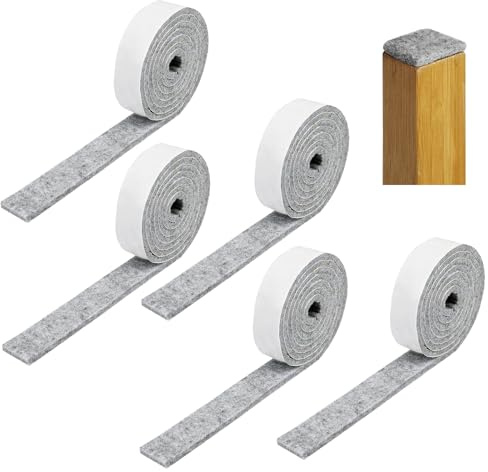 5Pièces 2x100cm Feutrine Autocollante Meuble, Bande de Feutre Auto-Adhésive | Patins Adhésifs en Feutre Bandes, Feutrine Autocollante Table Chaise, Rouleaux de Feutrine Autocollantes, pour Meuble