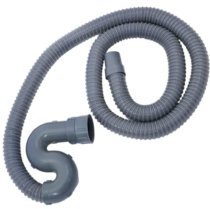 SMASOLO Tubo Di Scarico Flessibile 2m Per Lavandino Cucina Grigio Scuro, Tubo Flessibile Acqua Del Lavandino Installazione Semplice, Adatto a Lavelli, Lavastoviglie e Scarico Lavatrice