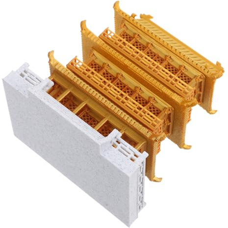 Baluue Vintage Chinese Pavilion Model Miniature Ancient Building Ornament for Home Office Desktop Decor Sophisticated Three-Tiered Tower Figurine with Detailed Carving Classical