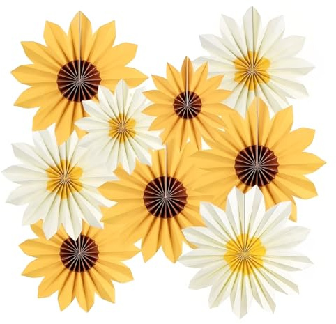 Abanico decoración Colgante Guirnalda abanicos Papel, 9 Unidades de Papel para Fans de Papel, Decoración para Juego para Boda cumpleaños té Fiesta Mesa Sala Clases Garland