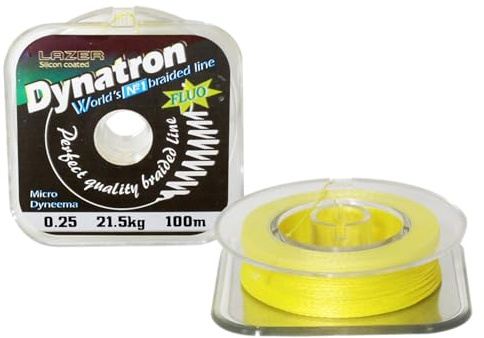LAZER LINE Fluo - Sedal de pesca trenzado de 4 capas, 100 m, prueba de 0,25, 21,5 kg, para pesca de carpas y peces depredadores, línea de pesca trenzada, línea de pesca