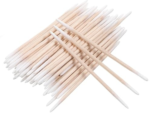 300 tamponi di cotone appuntiti per trucco microblading, tamponi di cotone con punta di precisione, bastoncini per rimuovere lo smalto per unghie, applicatori per microblading, manico in legno