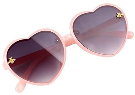 Pegciuho Sunglasses Infantiles Corazón Gafas de Sol Retro Bebé Niño Niña Gafas Diseño Divertido Sin Marco Color Jelly Material Plástico Protección UV Adecuado, Rosa marco