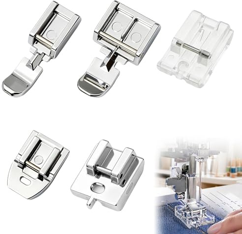 5Pcs Invisible Zipper Presser Feet Set, Multi-Functional Low Shank Sewing Machine Walking Foot, Stainless Steel and Plastic, Ideal for Garment Making, Dressmaking and Clothing Alterations