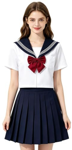 Generisk japansk sjömansuniform | Traditionell veckad kjol kostym | matrosklänning kostym | för scenföreställningar, cosplay-evenemang, möten och fester, för barn och