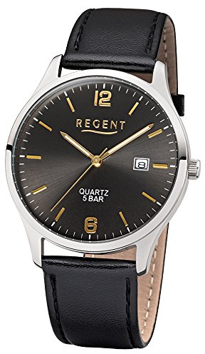 Regent Herren Analog Quarz Uhr mit Leder Armband 11110810