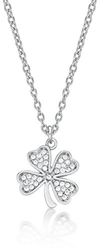 Diamond Treats Zierliche vierblättrige Kleeblatt-Halskette für Damen in 925 Sterling Silber, süße vierblättrige Kleeblatt-Anhänger-Halskette für Frauen und Teenager-Mädchen in 925 Silber