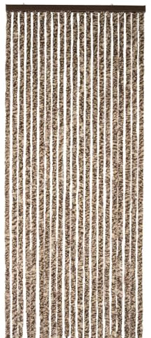WERKA PRO Rideau Chenille Marron et Beige - 90 x 220 cm - Protection Contre Insectes et Poussière - Tringle Ajustable et Anneaux de Suspension - Fibres Synthétiques Anti Effilochage
