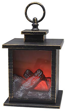 YAKii. 7 H Fireplace Lantern with 6 Hours Timer Battery Operated, Hanging or Sitting Decoration for Indoor & Outdoor Use