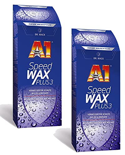 ILODA 2X 500ml Dr. Wack A1 Speed Wax Plus 3, Auto-Hartwachs, Auto-Wachs, Lackschutz, Lackversiegelung, Carnauba-Wachs mit extrem langanhaltenden Wasser-Abperl-Effekt für alle Lacke