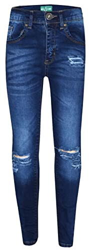 A2Z 4 Kids Denim Ripped Jeans Bekvämlighet Stretch Skinny Pants - Girls Jeans Ripped Blue 13.
