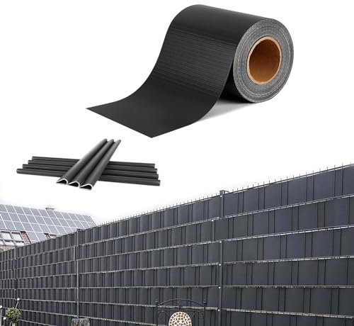 YARDIN Strisce di Protezione per la Privacy in PVC 70 m x 19 cm, 450 g/m², con 30 Clip di Fissaggio per Recinzione da Giardino, Balcone, Antracite
