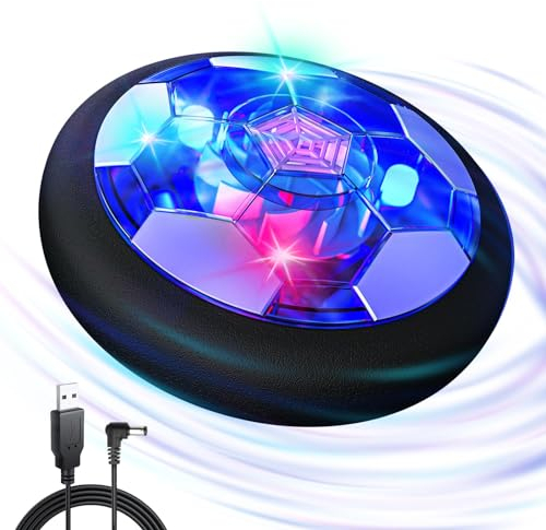 Hot Bee Jungen Spielzeug für Kinder, Air Power Fußball, Hover Fussball Indoor mit LED Geschenke ab 3 4 5 6 7 8 Jahre Jungen Mädchen Kinderspielzeug 3-8 Jahre, Wiederaufladbar Fußball Spiele Kinder