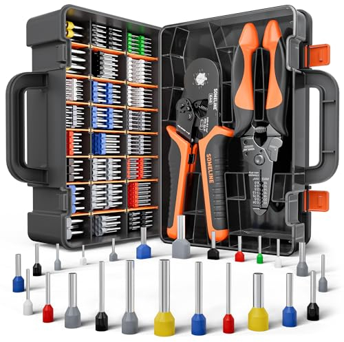 SOMELINE Sechskant Crimpzange Set, 24 Arten [0,25-10mm²] Aderendhülsen Set mit Abisolierzange, Sechskant Aderendhülsenzange - Krimpzange - Crimpzangen - Presszange - Crimp Zange