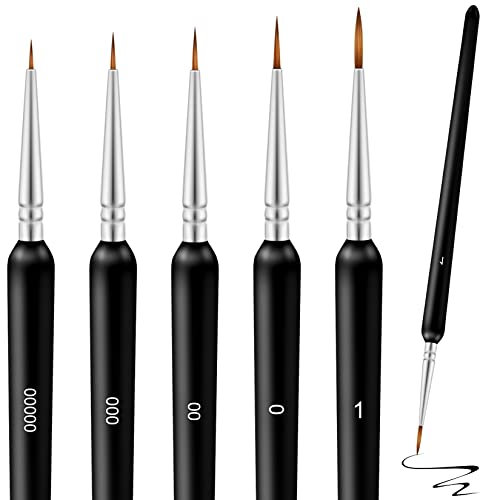 ARTCUT Pinceaux Peinture, 5 Pièces, pour Modèle, Figurine, Nails, Peinture Acrylique et Aquarelle, Fin Liner, 00000,000,00,0,1