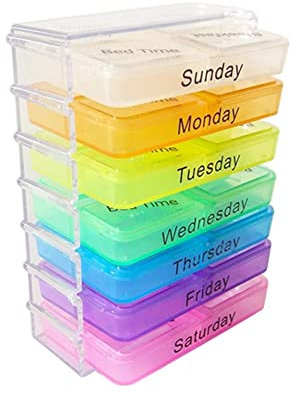 LICHENGTAI Tablettenbox 7 Tage Morgens Mittags Abends Nachts, Pillendose 7 Tage 4 Fächer Tablettendose Tabletten Wochenbox Supplement Box Tabletten Organizer, Pill Box 7 Days, Tagemedikamentenbox