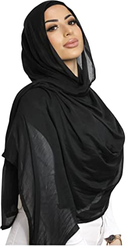 Txameru, Hijab für Frauen, Viskose, Muslimische Baumwolle, Mode, Hijab, Schal, Schwarz, Standard