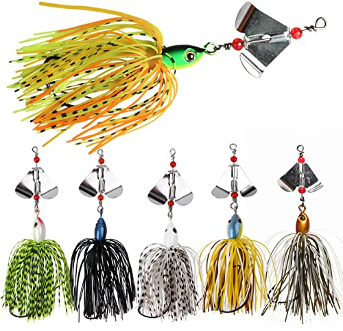 6stk Spinnerbait Angelköder Hechtköder Set Chatterbait Jig Spinner Köder Jigköpfe Angeln Set Kunstköder Blinker Spinnköder für Hecht Forelle Angeln Barsch Zander