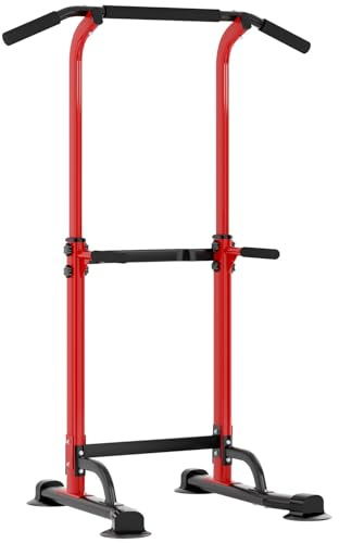 SogesHome Chaise Romaine Power Tower Barre de Traction Entraîneur pour Abdominaux Multifonction Station Dips Tour de Puissance Multi-Fonctions Réglable en Hauteur Acier allié