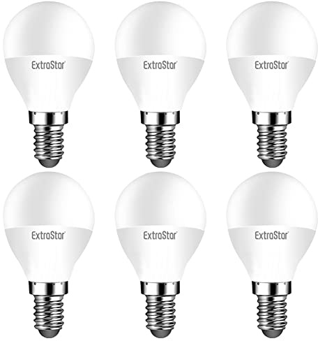 EXTRASTAR Bombillas LED 6W E14 G45, Luz Cálida 3000K, No Regulable, 6Pcs