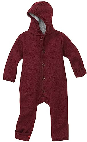 Disana WALK-OVERALL, 100% Bio-Merinowolle GOTS, IVN Best | mit Umklappbündchen | Newborn Baby Kleinkind Kind Unisex | Made in Germany | Cassis Gr. 86-92