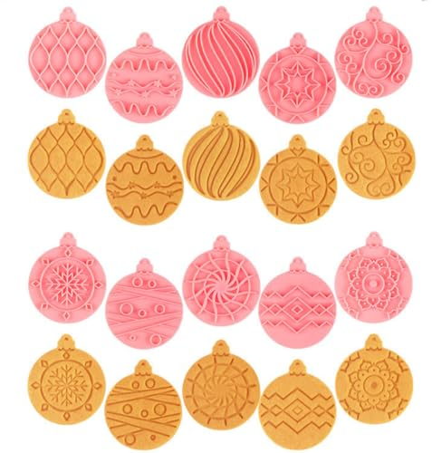 PTaizjjz 10 Stück Weihnachts-Ausstechformen, Kunststoff Weihnachten Keksausstecher, Weihnachten Eelement Kugeln Form Weihnachten Plätzchen-Stempel für Kekse Backen Weihnachtsdekorationen