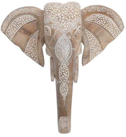 Marrakesch Boho Wanddeko Elefant aus Holz massiv 44cm groß | Skandinavische Wandbilder Anokha modern als Deko im Wohnzimmer Schlafzimmer | Afrika Wanddekoration Outdoor als Terrasse Balkon Deko
