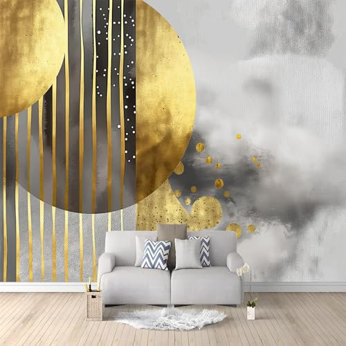 Papel Tapiz Fotográfico Círculo De Rayas De Arte Abstracto Murales, Acuarela Mural de Pared Papel Tapiz Fotográfico, 250x175cm Mural de Papel Tapiz Arte de Pared para Sala de Estar Dormitorio