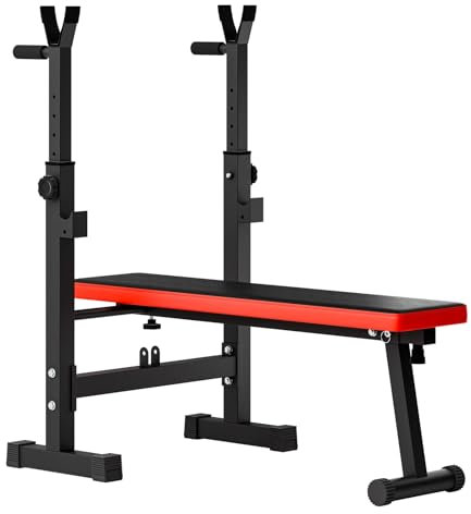 Wilitto Panche per pesi regolabili, panchine a pressione, panche regolabili con barra per bilancieri, panca per sollevamento pesi per palestra domestica, panca per allenamento della forza, 122,6 x 65