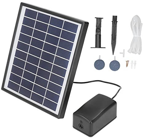 Kit de pompe à air solaire réglable pour bassin avec panneau solaire et pierre à bulles pour oxygénation d'urgence