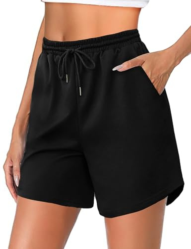 Jahetuul Löparshorts för kvinnor hög midja gym atletisk svettshorts damer med fickor för jogging vandring sport sommar träningskläder
