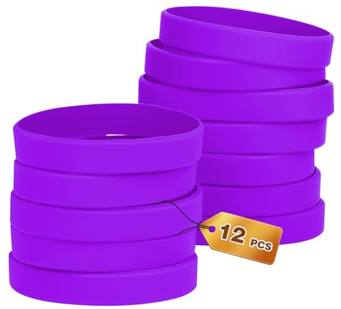 HONTIUS 12 Piezas Pulseras de Silicona, Pulseras Elásticas de Goma, Azul Pulsera de Silicona para Hombre Mujeres Mayor de Deportes Púrpura