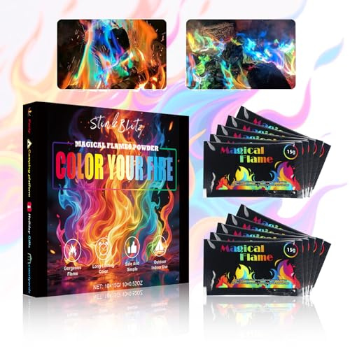 Couleurs de feu Magiques, Poudre de Changement de Couleurs de feu, Poudre Magique pour Feux de Camp, fêtes et événements sur la Plage - Effets de Flammes Vives en extérieur et en intérieur