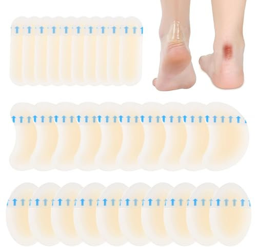 iLamvie 30 Stück Blasenpflaster,Hydrokolloid Pflaster,Wasserdicht Gel Pflaster, Ferse Blasenpflaster,fersenschutz, Linderung von Reibungsschmerzen Zehen,Vorfuß,Ferse