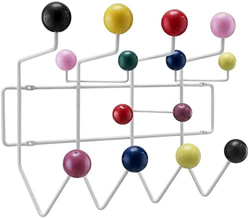 Generisch Hängegarderobe Für Den Eingangsbereich, Gardarobe Kleiderhaken Holzkugel Wandgarderobe Metall Mit 14 Bunten Haken Garderobe
