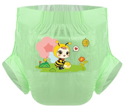 CutiePlusU Pañales para adultos 3 unidades, superficie seca, máxima absorción durante la noche, pañales desechables para incontinencia – Honey Bee Green (L 95 – 120 cm)