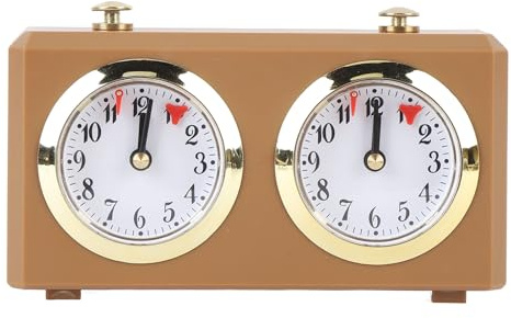 RiToEasysports Orologio da Scacchi, Classico Timer di Scacchi Meccanici Analogici di Wintage Up con Quadranti Adatti per Weiqi (Tan)