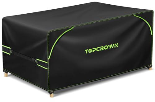 Topcrown Patio Furniture Covers Rectangular, Waterproof Anti-UV Oxford Fabric with Double Airflow Vents for Outdoor Dining Table and Chairs (420D Black+Green, 90L x 62W x 28H)
