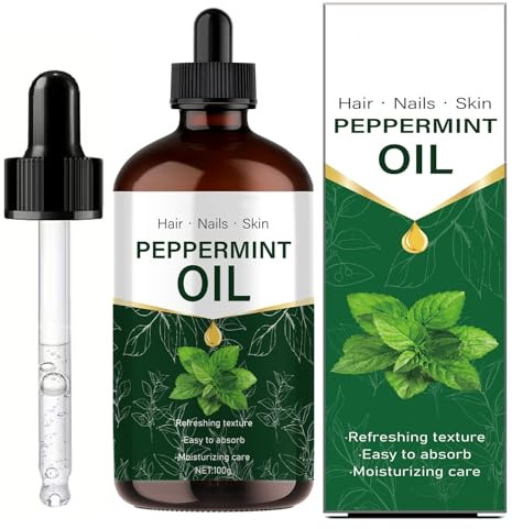 Ätherisches Pfefferminzöl – Reines ätherisches Pflanzenöl, natürliches Pfefferminzöl für Massage, Dusche, leichte Pflege, Gesicht, Körper, Nägel, Haare und Wimpern, Gesichtsöl, Massageöl, erfrischende