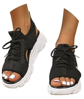 Promenadsandaler för kvinnor med bågstöd kil plattform promenadskor sandaler damer sommar tvättbar slingback ortopedisk rutschkana sport vardaglig tjock botten bekväma strandskor