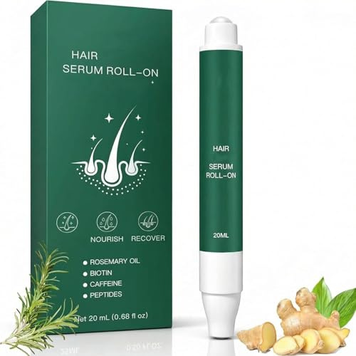 Hårväxt Serum Roll-On 20 ml | Hårväxtmedel med rosmarinolja, biotin, koffein och peptider | Mot håravfall, för tätare och tjockare hår | för kvinnor och män (1 st.)