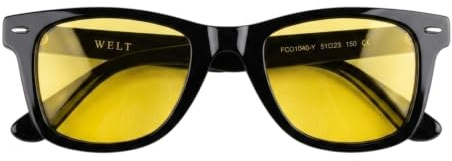 WELT Gafas Luz Azul Amarillas Hombre Mujer | Bloquea +95% Luz Azul-Violeta Testeado en Laboratorio | Anti Fatiga Ocular Ordenador Gaming Teletrabajo | Sin Graduación | Acetato Premium Negro