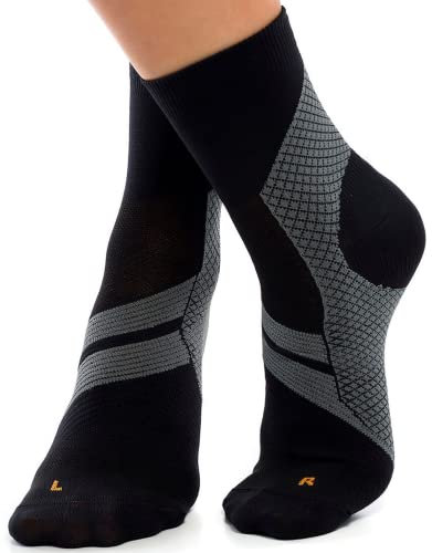 ZaTech Plantarfasziitis Socke, Kompression Socken. Ferse, Knöchel und Fußgewölbe (Schwarz/Grau, XXL, 45-46)