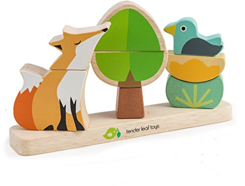 Tender Leaf Toys - Foxy Magnetic Stacker - 8 Piece Wooden Stacking and Balancing Toy & Educational Game with Travel Bag - Develops Strategic Thinking & Fine Motor Skills - Kids 18 Months +